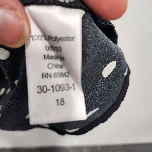 ELLOS Womens Tunic Top Size 18 Black White Polka Dot Keyhole Neck Long Sleeve - Picture 4 of 7